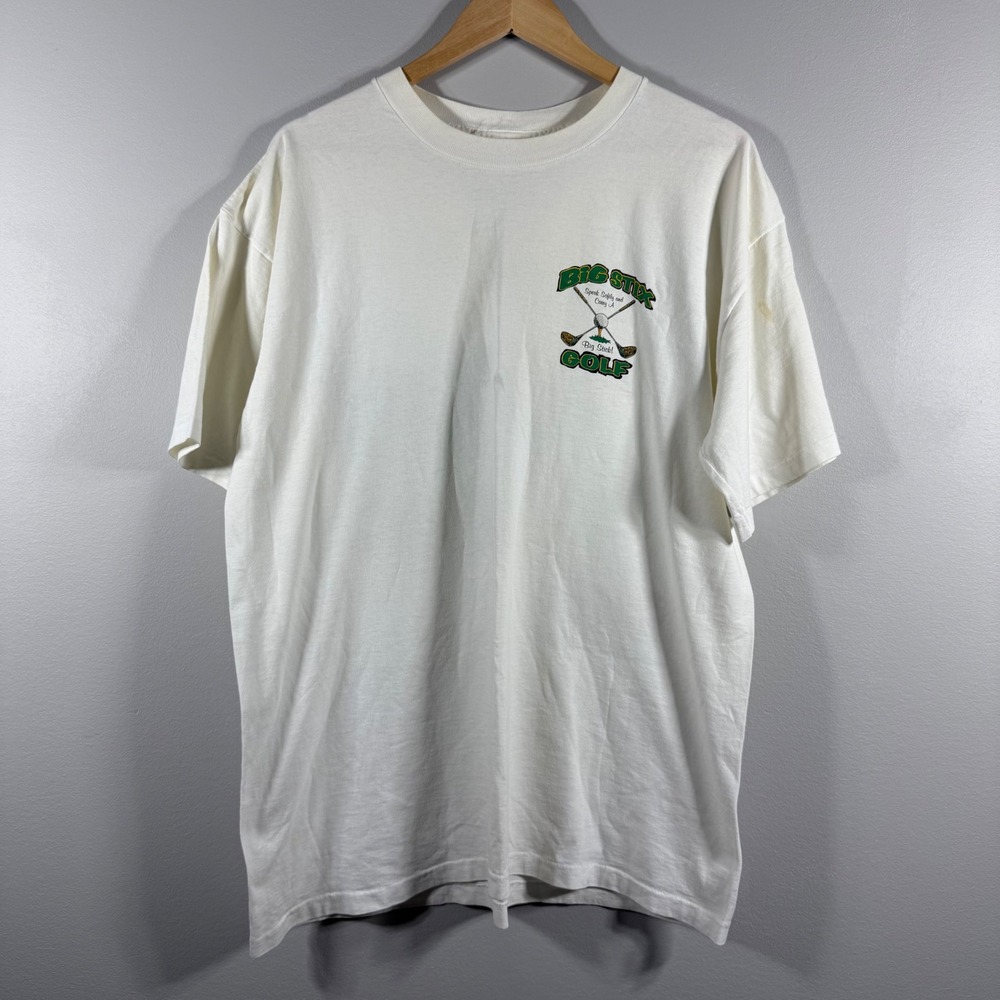 Joe Blow T's Vintage Big Stick Golf Graphic T-Shirt White XL
